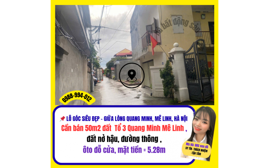 Cần bán đất Tổ 3 thị trấn Quang Minh Mê Linh Hà Nội, e Hà cam kết bán đúng giá chủ thu